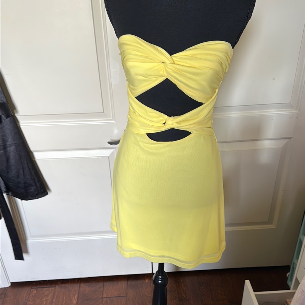 Hello Molly Yellow Strapless Cut-Out Bodycon Dress - Picture 2 of 3